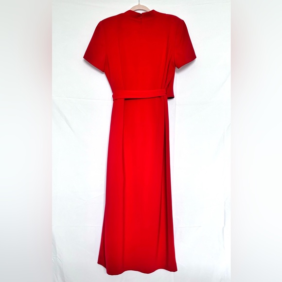Kasper Dress V-neck Wrap Around Scarlet Red Side Slit Long Size 12 - Picture 3 of 8
